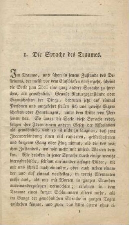 I. Die Sprache des Traumes