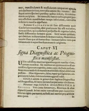 Caput VI signa Diagnostica ac Prognostica manifestat.