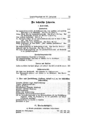 Inhaltsverzeichnis des XII. Jahrgang