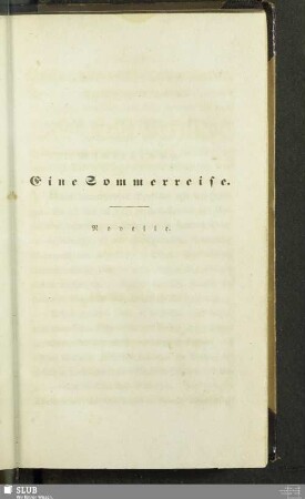 Eine Sommerreise : Novelle