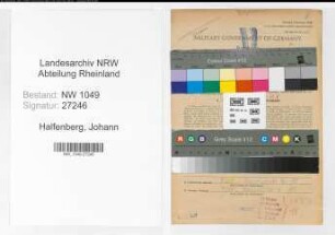 Entnazifizierung Johann Halfenberg , geb. 09.03.1898 (Bahnschaffner)