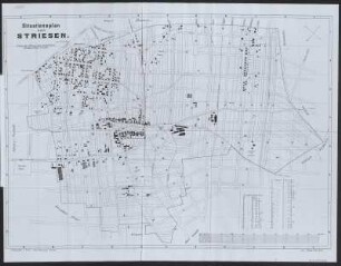 Stadtplan von Dresden-Striesen, 1:5 000, Lithographie, 1884 : Situationsplan von Striesen / Lithographie u. Druck v. Paul Herrmann. Gez. v. Baugewerke Roch. - [Ca. 1:5 000]. - Dresden : Albanus , [1884]. - 1 Kt. : einfarb. Lithogr. ; 60 x 42 cm