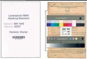 Entnazifizierung Werner Hartwich , geb. 30.10.1914 (Haendler)
