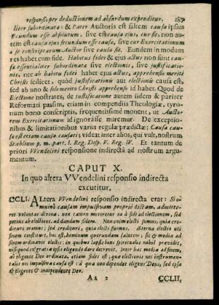 Caput X. In quo altera Wendelini responsio indirecta excutitur.