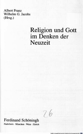 Religion und Gott im Denken der Neuzeit