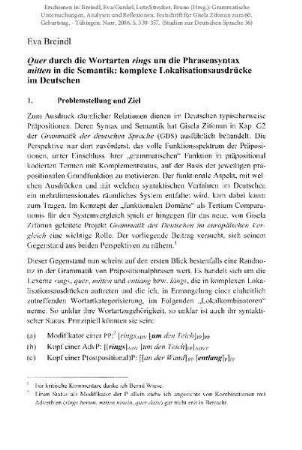 Quer durch die Wortarten rings um die Phrasensyntax mitten in die Semantik: komplexe Lokalisationsausdrücke im Deutschen