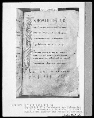 Passionale de Tempore — Initiale I(n nomine domini), Folio 5recto