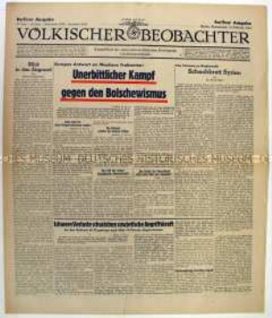 Tageszeitung "Völkischer Beobachter" überwiegend zum Kriegsverlauf an der Ostfront