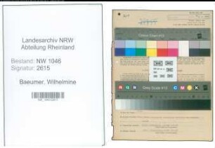 Entnazifizierung Wilhelmine Baeumer , geb. 01.04.1903 (Muellerin)