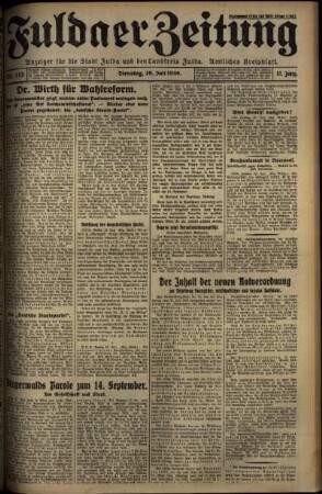Ausgabe vom Dienstag, den 29. Juli 1930.