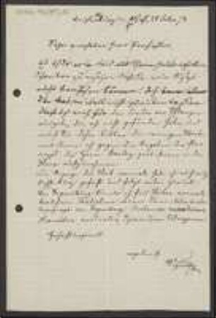 Brief von Friedrich Wilhelm Schultz an Unbekannt