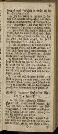 Abschied frommer sterbender Kinder von ihren Eltern