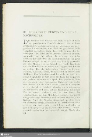 III. Federigo d'Urbino und seine Nachfolger