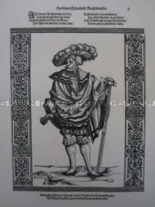Kriegerdarstellung, Wachtmeister der Landsknechte, 1510/1530.
