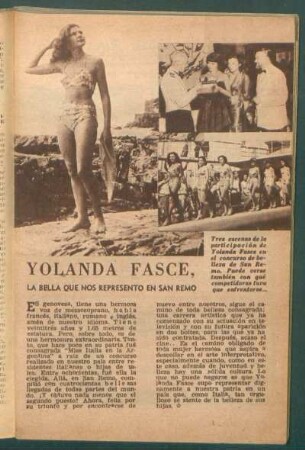 Yolanda Fasce, la bella que nos representó en San Remo