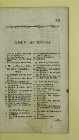 Inhalt der ersten Abtheilung