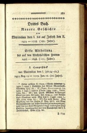 Erste Abtheilung bis auf den Westphälischen Frieden 1493 - 1648. (155. Jahre).
