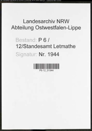 Sterberegister Standesamt Letmathe