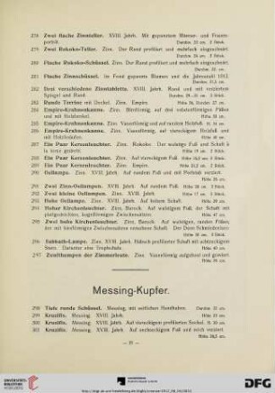 Messing- Kupfer (Nr. 298-332)