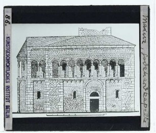 Mainz, Dom,Mainz, Godehardkapelle (Doppelkapelle am Dom) : Aufriss, außen Zeichnung