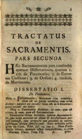 Rev. Pat. Thomae Ex Charmes ... Theologia Universa : Ad Usum Sacrae Theologiae Candidatorum, 7. De Poenitentia, Extrema Unctione, Ordine, Et Matrimonio