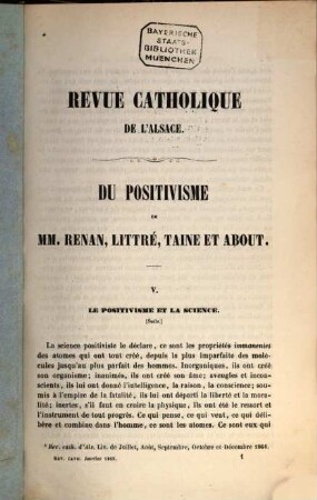 Revue catholique d'Alsace. 1865 = T. 7
