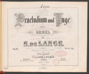 Praeludium und Fuge für die Orgel op. 10