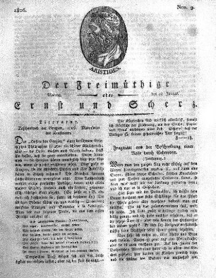 Nro. 9, Montag, den 13. Januar 1806
