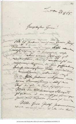 Brief von Reinhold Grundemann an Justus Perthes' Geographische Anstalt <Gotha> : London, 22.08.1865