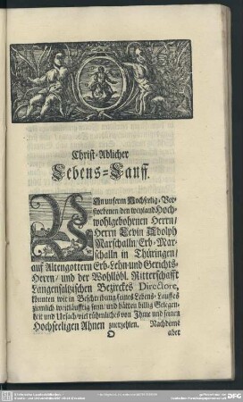 Lebenslauf : Christ-Adelicher Lebens-Lauff