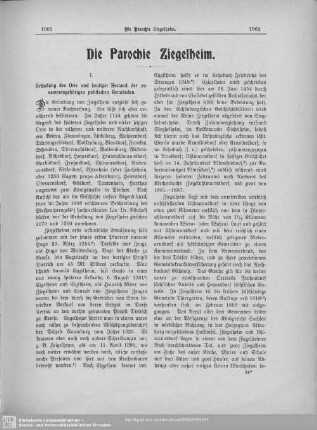 Die Parochie Ziegelheim