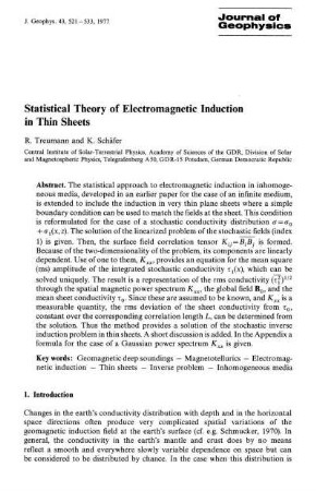 Statistical theory of electromagnetic induction in thin sheets