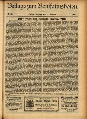 Zweite Ausgabe vom Sonntag, den 27. Oktober 1901.