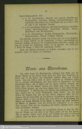 Worte ans Elternhaus