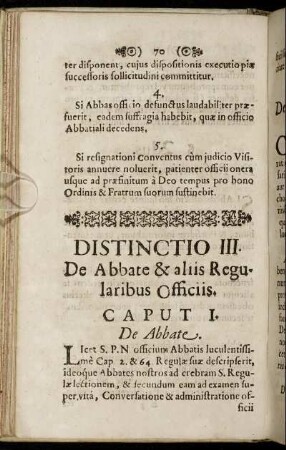 Distinctio III. De Abbate & aliis Regularibus Officiis.