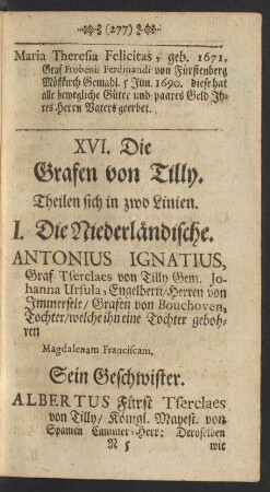 XVI. Die Grafen von Tilly.