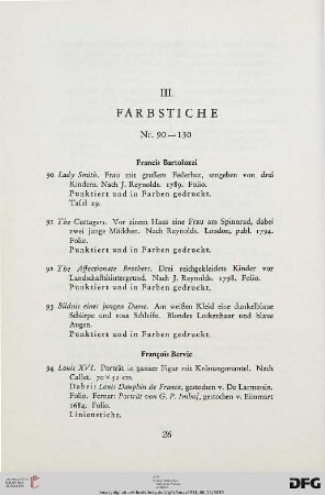 III. Farbstiche (Nr. 90-130)