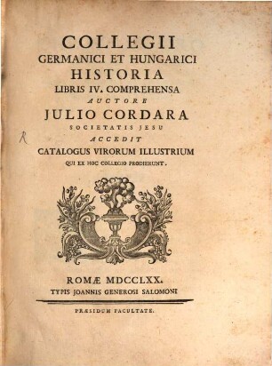 Collegii Germanici et Hungarici, historia : libris IV comprehensa