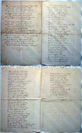 Gedicht, niedergeschrieben von Peter Daniel Ludwig Hauschild; um 1850
