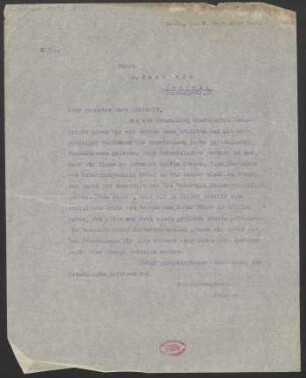 Brief an Arnoldo Sartorio : 09.09.1925