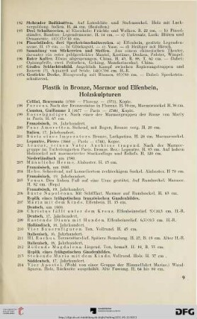Plastik in Bronze, Marmor und Elfenbein, Holzskulpturen (Nr. 198-216)