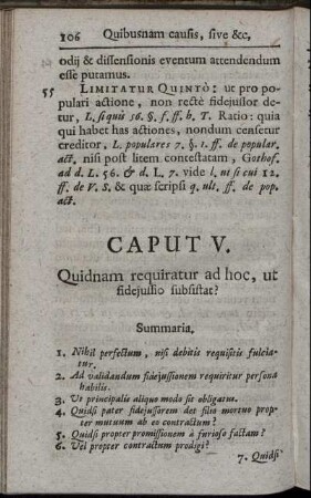 Caput V. Quidnam requiratur ad hoc, ut fidejussio subsistat?
