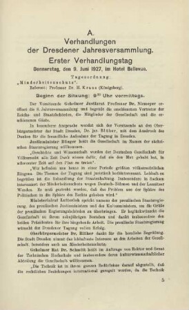 A. Verhandlungen der Dresdener Jahresversammlung