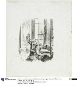 Der wütende Voltaire, Illustration zu Kugler "Geschichte Friedrich des Großen"