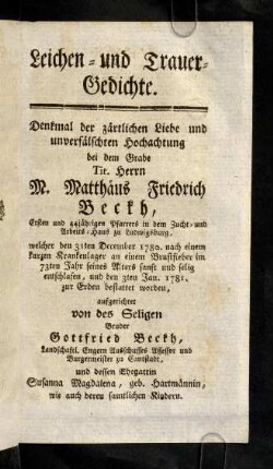 73-88, Leichen- und Trauer-Gedichte.
