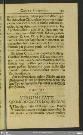 Cap. XI. De Virginitate. Quomodo Caute Loquendum