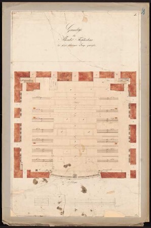 Schauspielhaus auf dem Gendarmenmarkt, Berlin: Bühnenhaus: Grundriss Theaterfußboden, schräg gemessen
