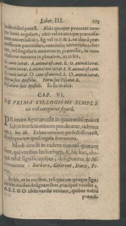 Cap. VI. De Prima Syllogismi Simplicis vel categorici figura.