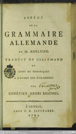 Abrégé De La Grammaire Allemande