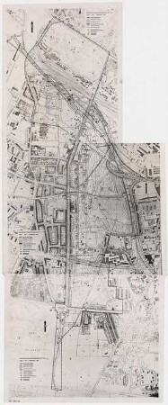 Bundesgartenschau 1971, Köln Ideenwettbewerb Grünzug Süd: Lageplan 1:1000, Wettbewerbsunterlage Anlage 4 Blätter 1 bis 3 zusammengeklebt, Vermessungskarte